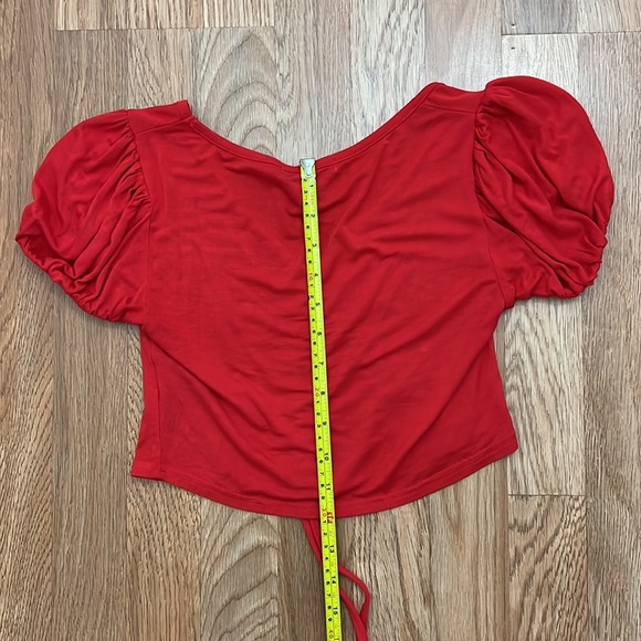 Red Elastic Crop Top - Picture 7 of 8